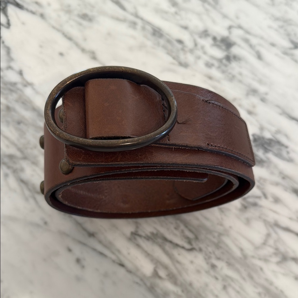 Vintage Gap Studded Genuine Leather Belt - Brown